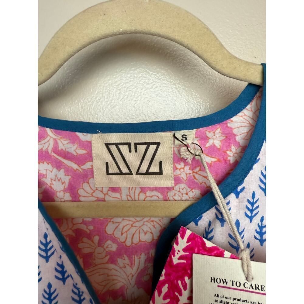 SZ Blockprints Eva Pink Pineapple Jaipur Dress NWT Sz. S - Picture 6 of 9